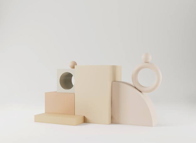 Abstrakte Minimalszene mit geometrischen Formen Leere Podiumsanzeige auf minimalem Hintergrund Design für 3D-Rendering der Produktpräsentation
