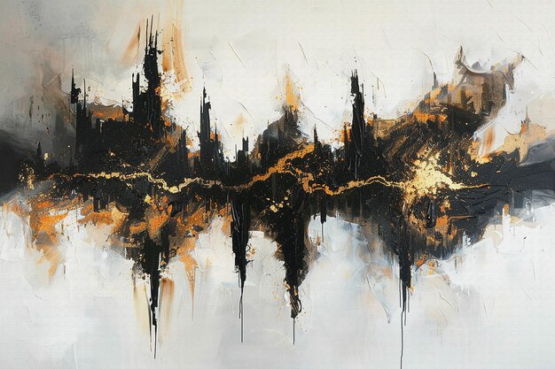 Abstrakte Mode Hintergrund Wand Aquarell Farbe Pflanzen Blumen Blätter Gold Elemente