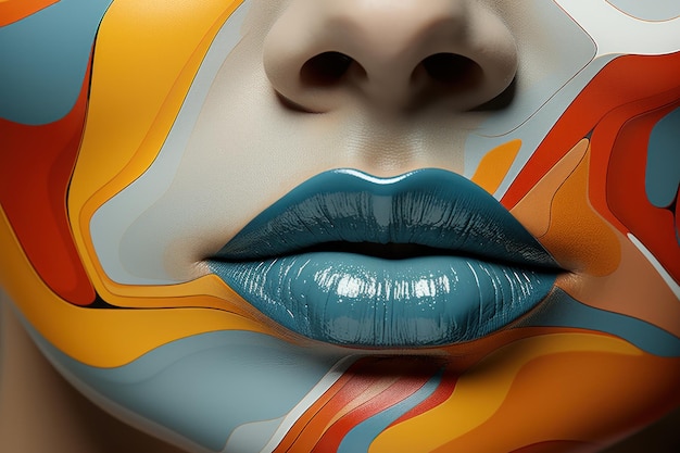 Abstrakte moderne digitale Kunst eines Frauenporträts mit farbenfrohen geometrischen Formen