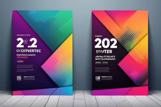 Abstrakte Moderne Geschäftskonferenz-Design-Vorlage mit Gradient-Halfton-Effekt Dynamisches Flyer-Layout