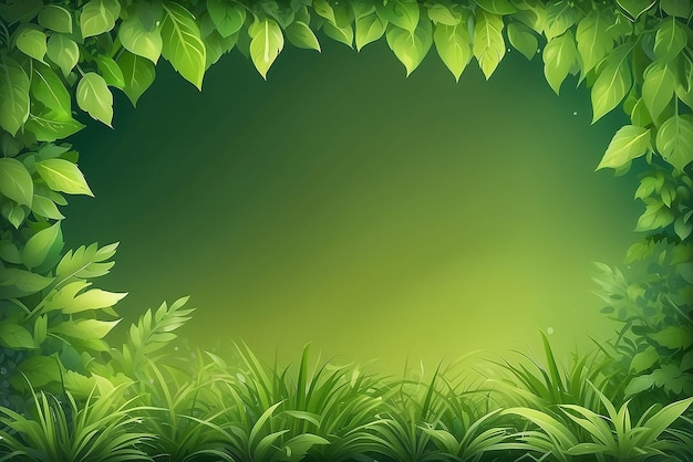 Abstrakte Natur Hintergrundrahmen aus grünen Baumblättern und Gras