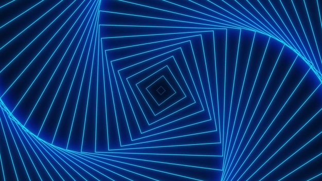 Abstrakte neonblaue geometrische Linien auf schwarzem Hintergrund