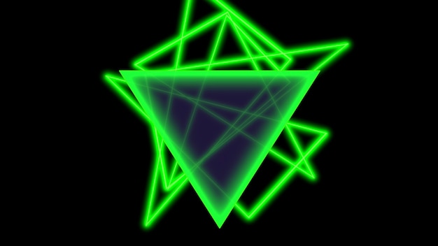 Abstrakte neongrüne Dreiecke, Bewegungsdiscohintergrund. Eleganter und luxuriöser 3D-Illustrationsstil für Club- und Unternehmensvorlagen
