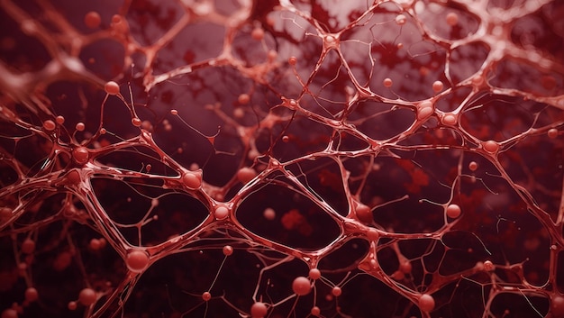 Abstrakte Neuronen-Kunstwerke, 3D-Illustration auf kastanienbraunem Hintergrund, Design-Tapete