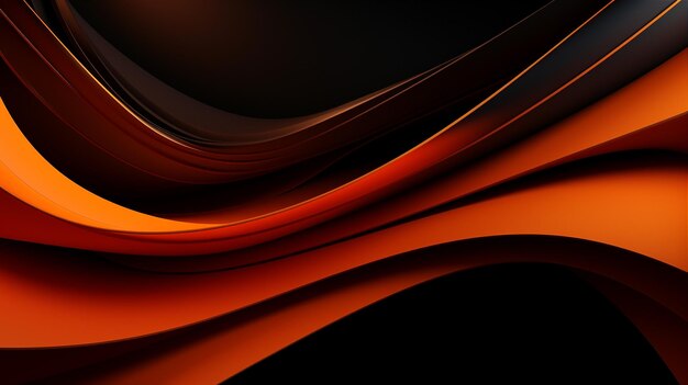 Abstrakte orangefarbene 3D-dunkle Wellen-Hintergrund-Generative KI