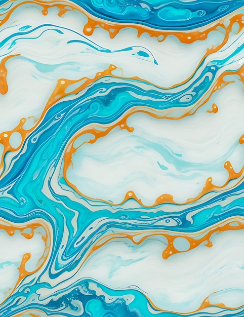 Abstrakte ozeanblaue Flüssigkeit 3D nahtloses Muster Textur generative KI