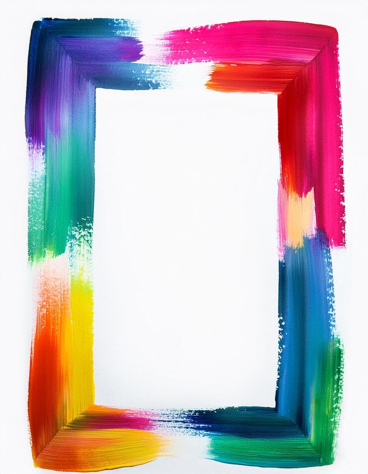 Foto abstrakte pinselstriche farbenfroher rahmen aquarellmalerei-stil handgezeichnetes element für poster