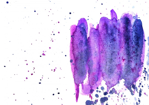 Abstrakte Pinselstriche und Farbspritzer auf Papier. Aquarellbeschaffenheit für kreativen Hintergrund