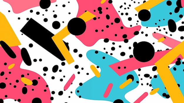 Abstrakte Pop-Art-Farbfarbe, Splash-Muster, Hintergrund, geometrisches Design des trendigen Memphis der 80er- und 90er-Jahre
