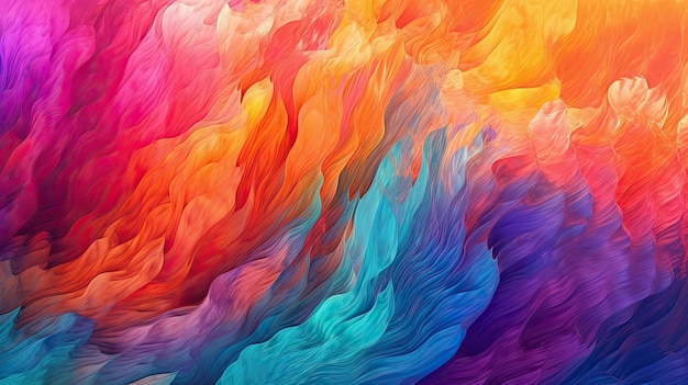 Abstrakte Regenbogenfarben, abstrakte Wellen, Spritzlinien, Banner-Hintergrundbild, generative KI