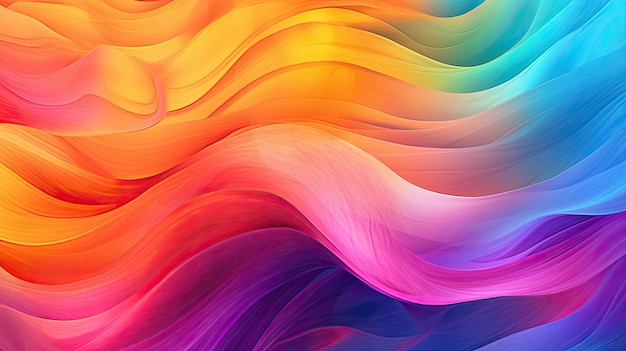 Abstrakte Regenbogenfarben, abstrakte Wellen, Spritzlinien, Banner-Hintergrundbild, generative KI