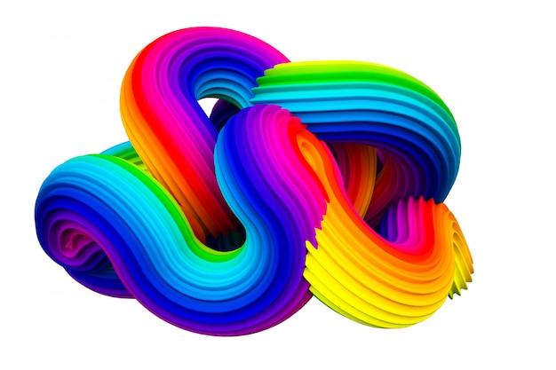 Abstrakte Regenbogenform. 3D-Rendering.