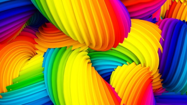 Abstrakte Regenbogenpastellform. 3D-Rendering.