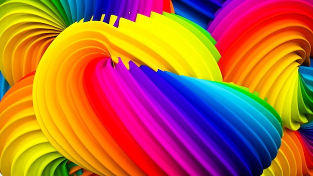 Abstrakte Regenbogenpastellform. 3D-Rendering.