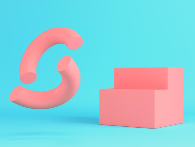 Foto abstrakte rosa geometrische formen für die darstellung von produkten auf hellblauem hintergrund in pastellfarben minimalismuskonzept 3d-rendering