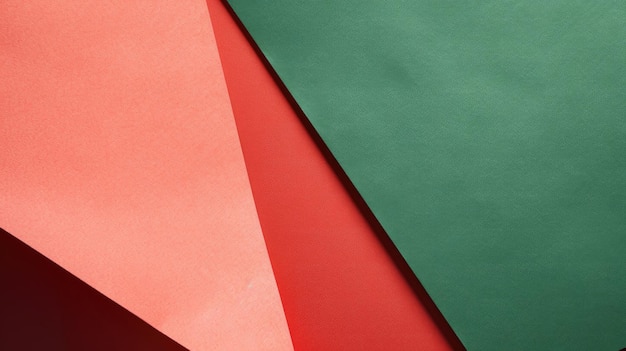 Abstrakte rote und grüne gefaltete Papierstruktur, minimalistisch, flacher Kopierraum