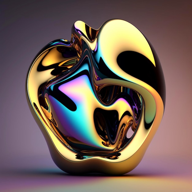 Abstrakte schillernde Form 3D-Rendering Ai generativ