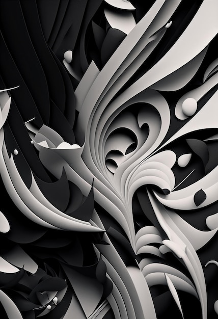 Abstrakte Schwarz-Weiß-Texturkunst, die von künstlicher Intelligenz generiert wird