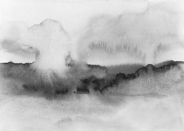 Abstrakte schwarz-weiße Aquarelllandschaft Aquarellhintergrund Monochrome Tapetenflecken