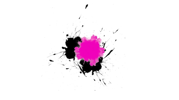 Foto abstrakte schwarze und rosafarbene stelle der bewegung und spritzer, bunter schmutzhintergrund. eleganter und luxuriöser 3d-illustrationsstil für hipster- und aquarellvorlagen