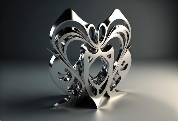 Abstrakte silberne Form digitale Illustration Malerei Artwork 3D-Rendering