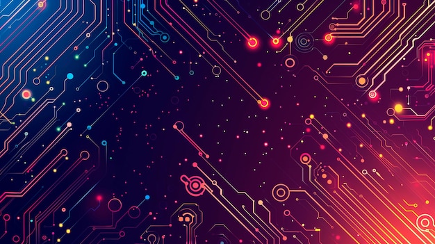 abstrakte Technologie und Wissenschaft Hintergrund Neonlichter und Linien