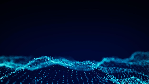 Abstrakte Technologie Welle von Partikeln Big Data-Visualisierung Hintergrund mit Bewegungspunkten
