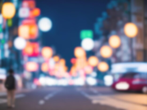 Abstrakte Unschärfe und defokussierte Nachtstraße mit Bokeh für die Hintergrundnutzung Vintage-Ton