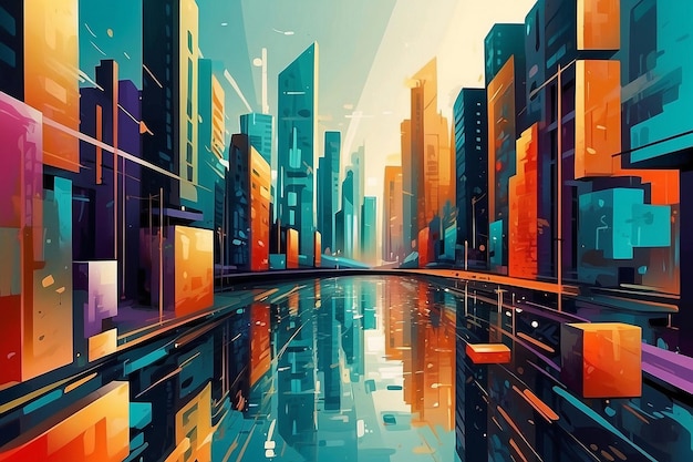 Foto abstrakte urbane futuristische hintergrundillustration