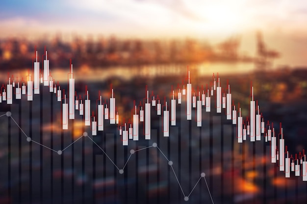 Abstrakte verschwommene Doppelbelichtung der Börse für Börsendiagramme