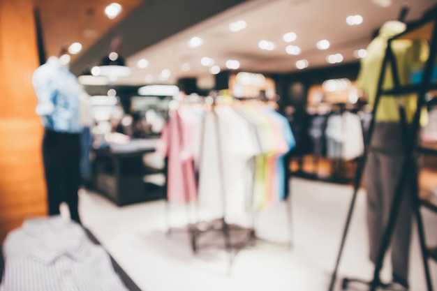 Abstrakte verschwommene Kleidung Boutique-Anzeige Innenraum des Einkaufszentrums Hintergrund