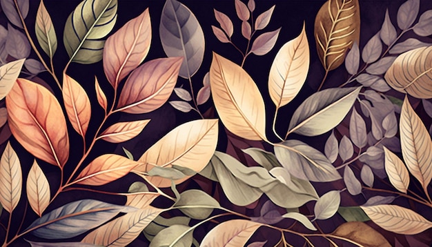 Abstrakte Wasserfarbe Kunst tropische Blätter und Zweige Hintergrund Gut für Cover-Einladung Banner generative AI
