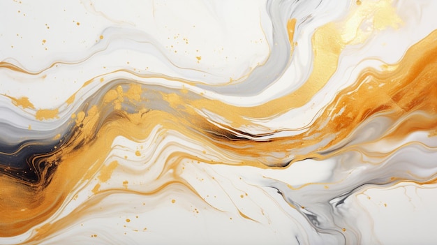 Abstrakte weiße und goldene Marmorflüssigkeit Hintergrund