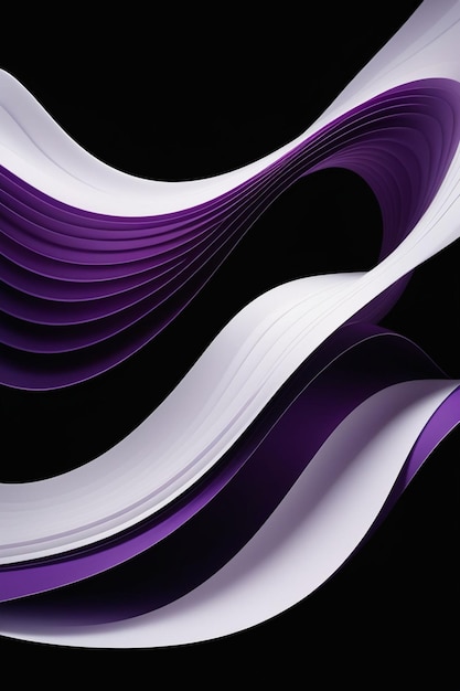 Abstrakte weiße und lila Wellen auf einem dunklen Hintergrund vertikale Komposition