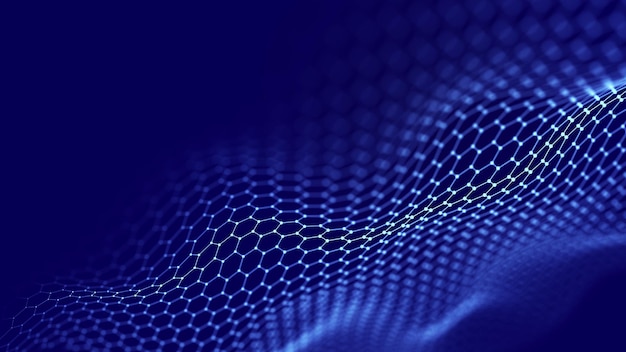 Abstrakte Welle musikalischer Klänge Reibungslose Informationsübertragung 3D-Rendering
