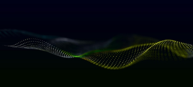 Abstrakte Welle musikalischer Klänge Reibungslose Informationsübertragung 3D-Rendering