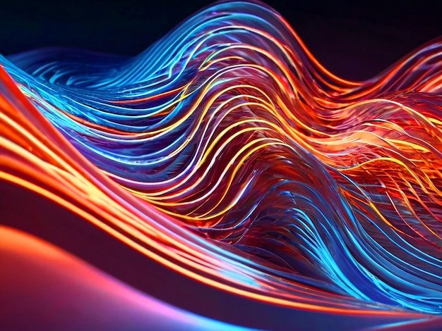 abstrakte Wellen 4k weiße Neonlichter Hintergrund Desktop mit hoher Qualität