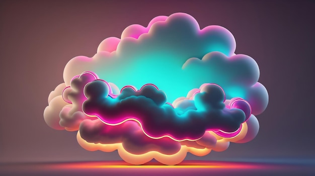 Abstrakte Wolke beleuchtet mit Neonlicht 3D-Rendering-Hintergrund