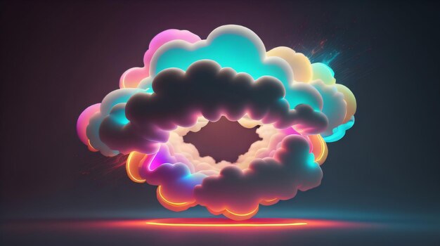 Abstrakte Wolke beleuchtet mit Neonlicht 3D-Rendering-Hintergrund