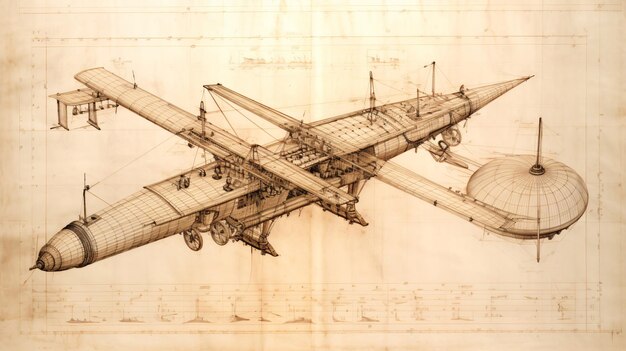 Foto abstrakte zeichnung zeigt alte maschinen technische skizze enthüllt alte mechanismen