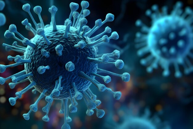 Foto abstrakte zellvirus-gesundheitswissenschaftliche illustration auf weltraumhintergrund