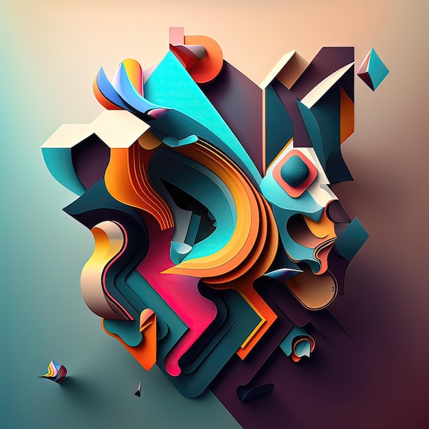 Abstrakter 3D-Hintergrund Kombinationen aus orangen und grauen Farben interessante Konzeptidee Kubismus hochauflösende Kunst generative KI