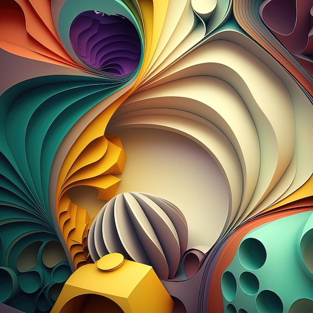 Abstrakter 3D-Hintergrund Kombinationen verschiedener gesättigter Farben interessante Konzeptidee Kubismus hochauflösende Kunst generative KI