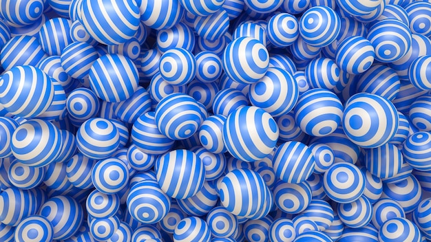 Abstrakter 3d Hintergrund mit mehrfarbigen Ballons blau. 3D-Illustration.