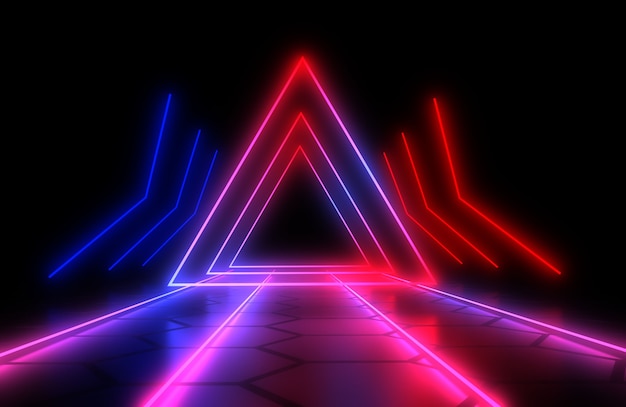 Abstrakter 3D-Hintergrund mit Neonlicht. 3D-Illustration