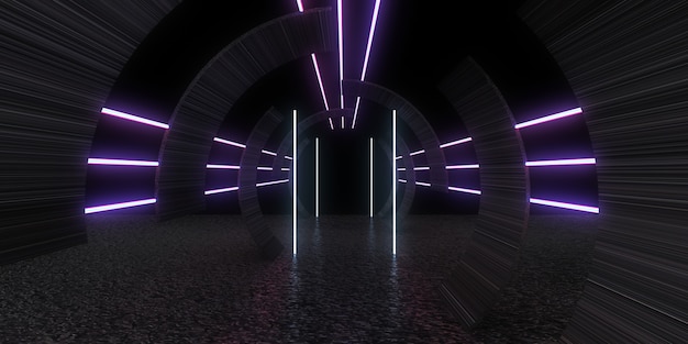 Abstrakter 3D-Hintergrund mit Neonlichtern