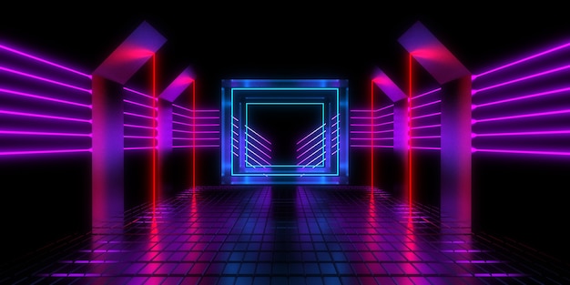 Abstrakter 3D-Hintergrund mit Neonlichtern