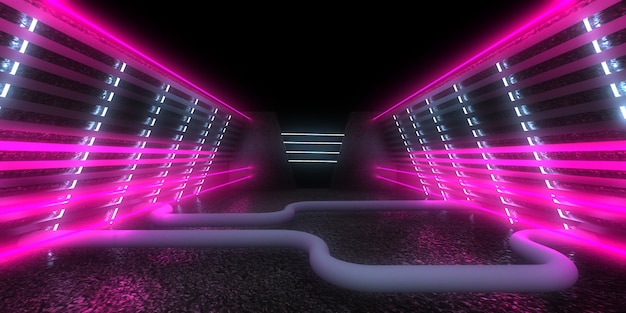 Abstrakter 3D-Hintergrund mit Neonlichtern