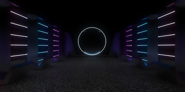 Abstrakter 3D-Hintergrund mit Neonlichtern