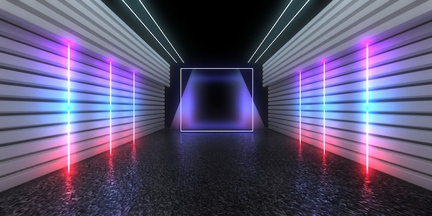 Abstrakter 3D-Hintergrund mit Neonlichtern